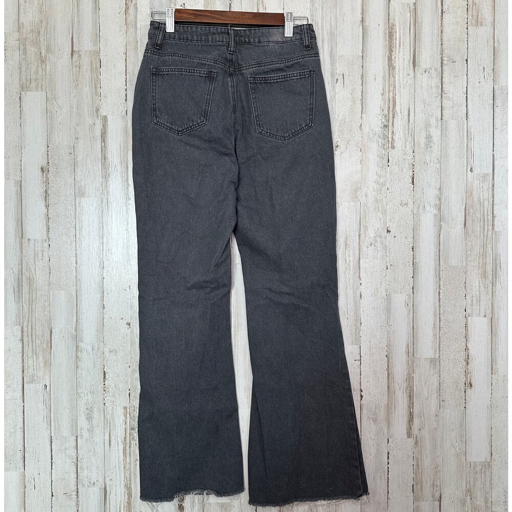 Cider Flare Leg Jeans Small Black Distressed Raw Hem Grunge Goth Punk Denim EUC - Picture 2 of 9